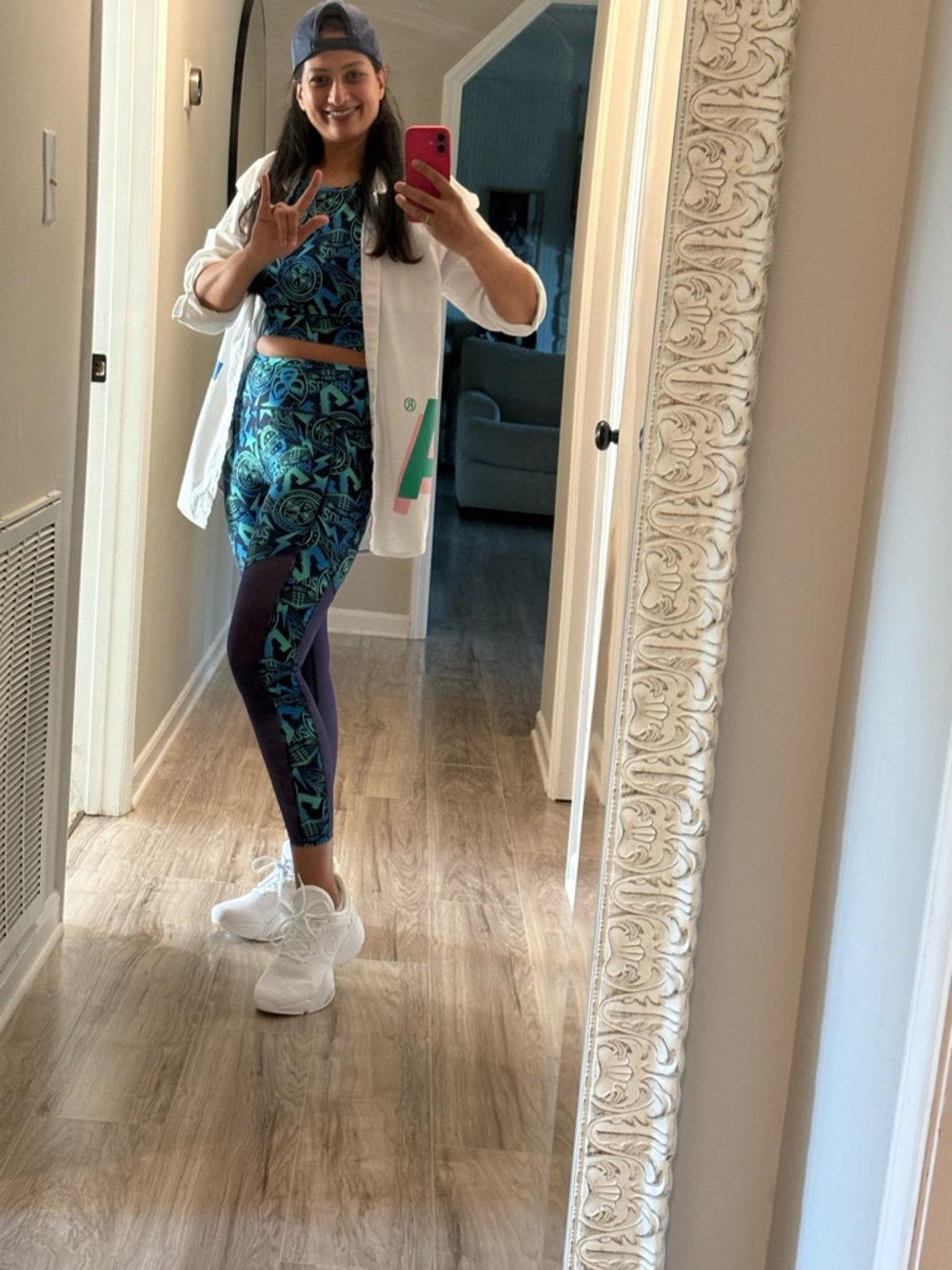 Zumba Fitness Blue Green Patterned Crop Top